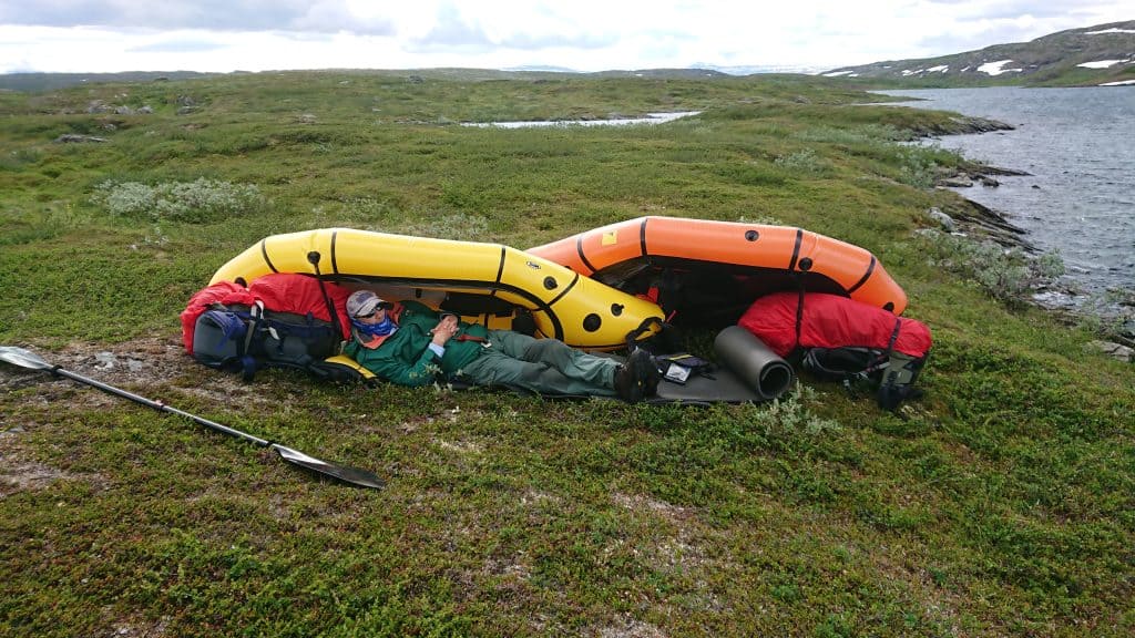 Bruker packraft som le for vinden